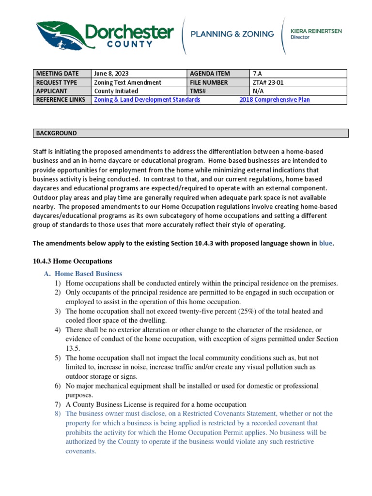 Dorchester Daycare Ordinance Proposal PDF