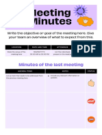 Meeting Minutes Doc in Purple Pink Yellow Bold Style