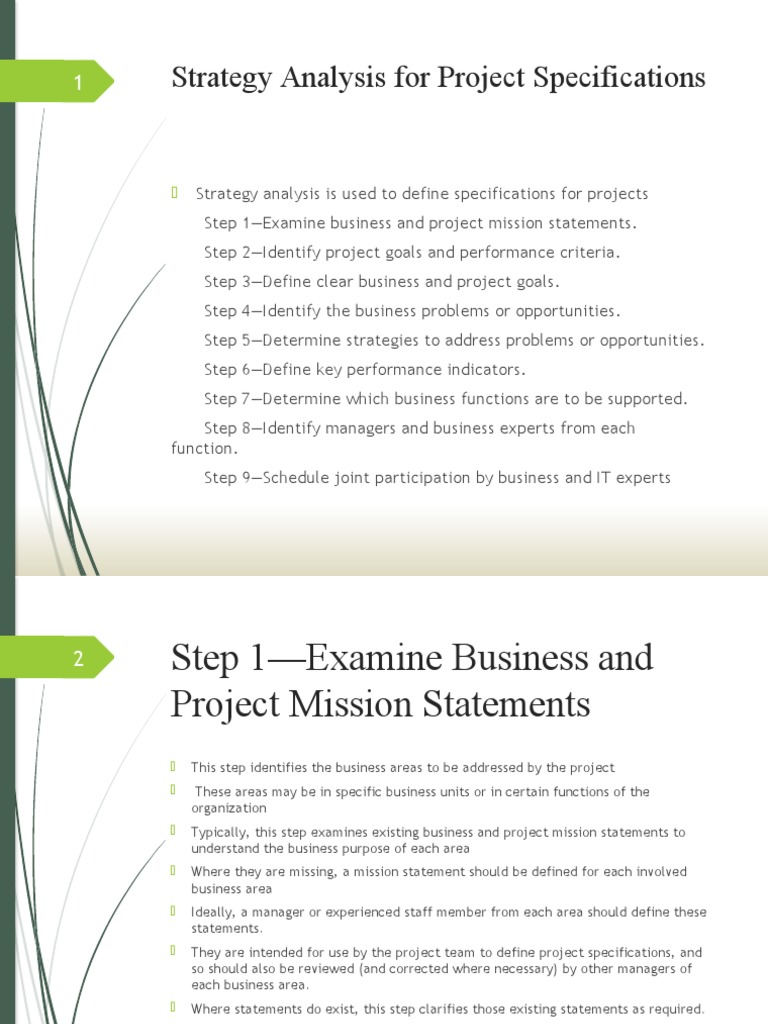 Strategy Analysis For Project Specifications | PDF