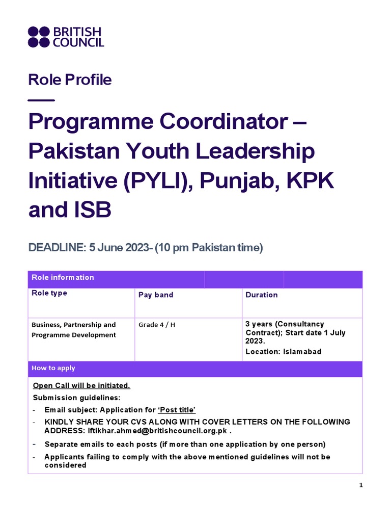 pb4 Programme Coordinator Punjab KPK and Isb - Rota | PDF | Regulatory ...
