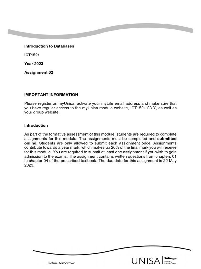 Database Assignment Overview 2023 | PDF | Table (Database) | Databases