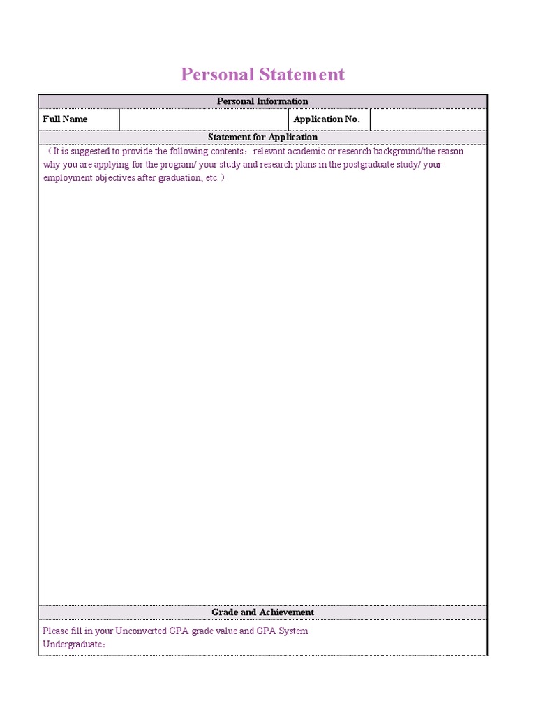 Personal Statement Guidelines for Applicants | PDF