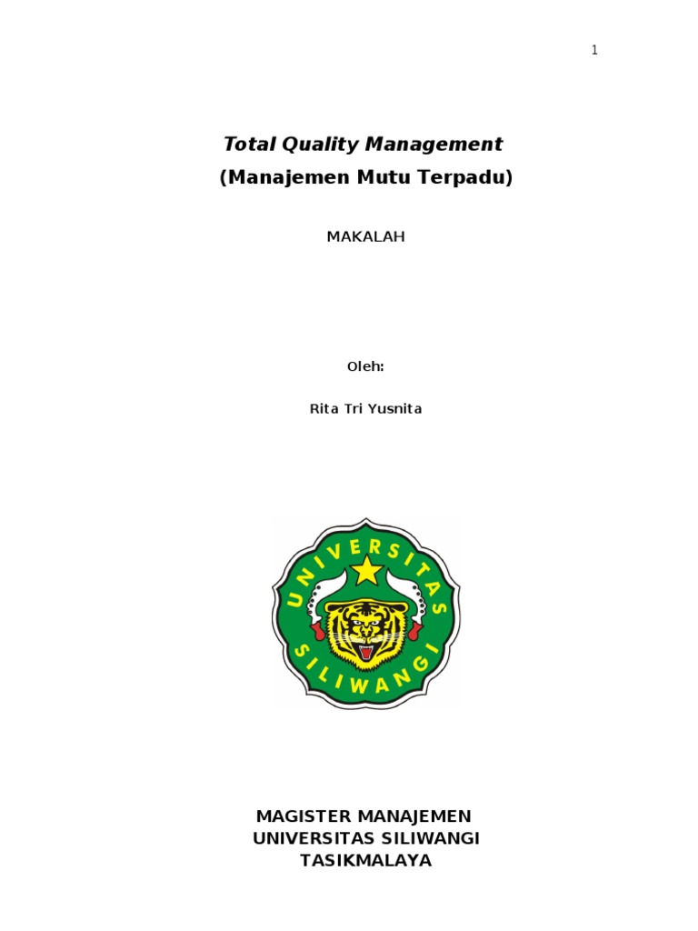 Total Quality Management Manajemen Mutu Terpadu