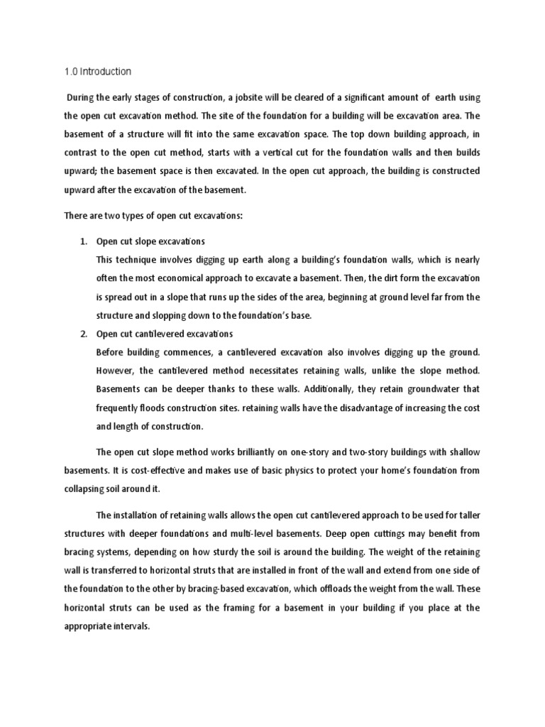 Introduction Open Cut Method PDF