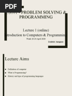 CS101 Lecture 01 - Introduction To Computers & Programming