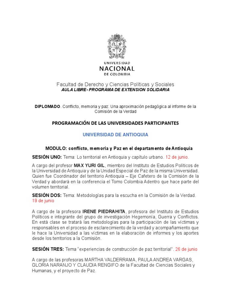 Diplomado en Conflicto y Paz en Colombia | PDF