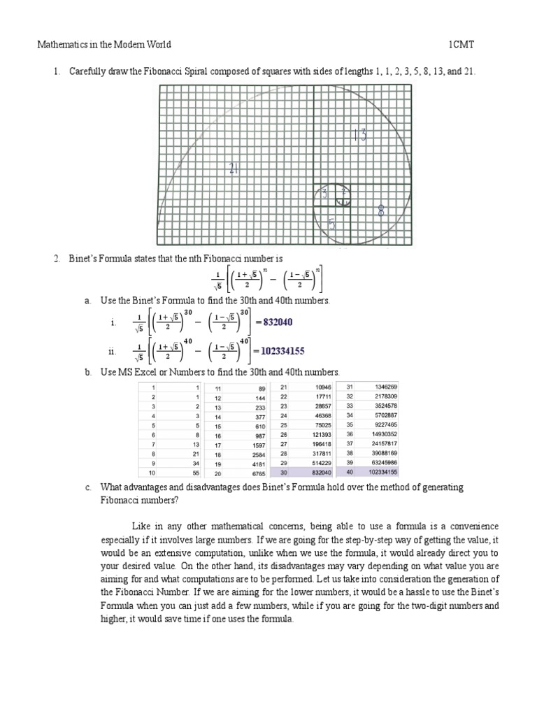 MATH - MW - Fibonacci Sequence | PDF | Mathematical Concepts ...