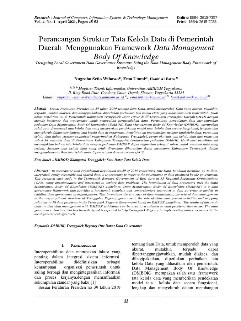 Percontohan tata kelola data di tingkat daerah untuk SDI