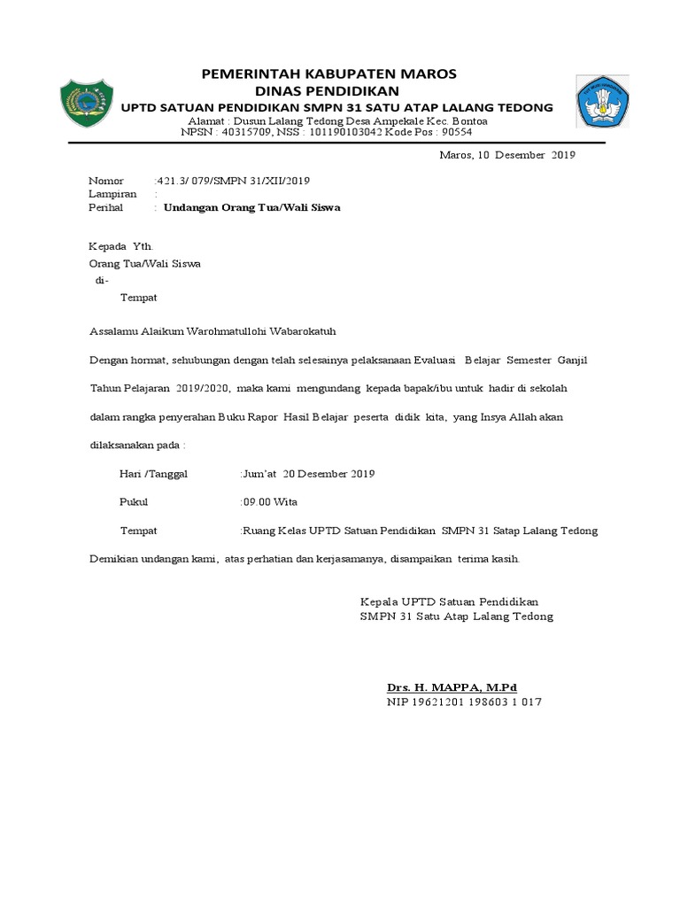 undangan orang tua | PDF