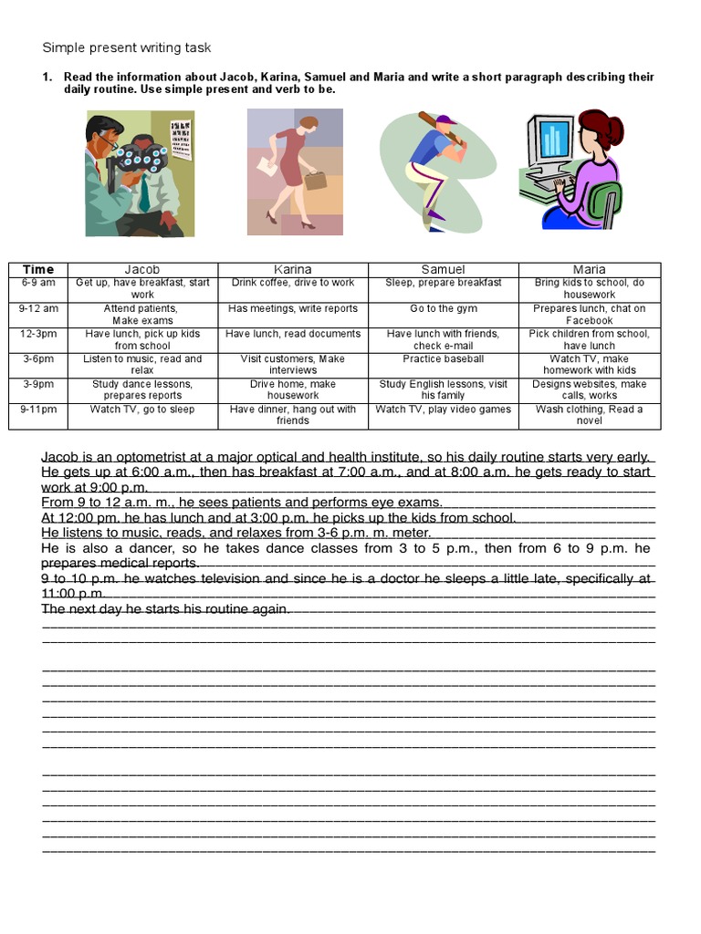 Daily Routines in Simple Present Tense | PDF | Language Arts ...