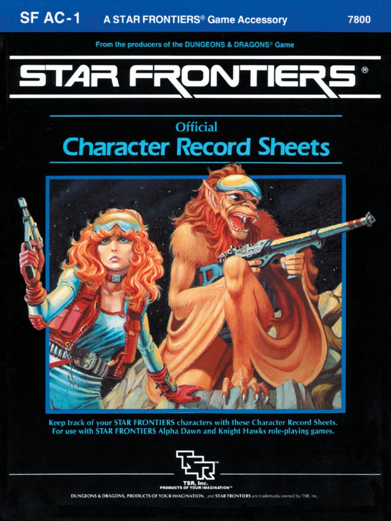 Star Frontiers-7800-SFAC1-Official Character Records Sheets | PDF