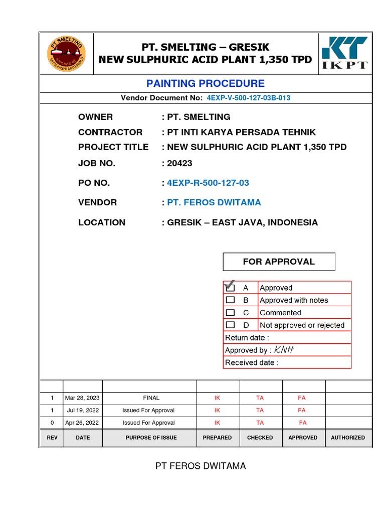 4EXP-V-500-127-03-013 - 2 - IFA - A - Painting Procedure-Signed | PDF