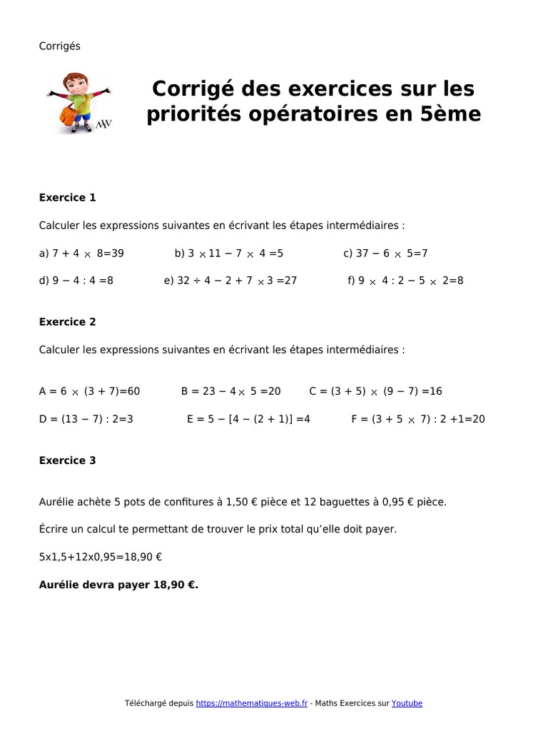 Exercices Sur Les Priorités Opératoires 5Ème – CLIDM