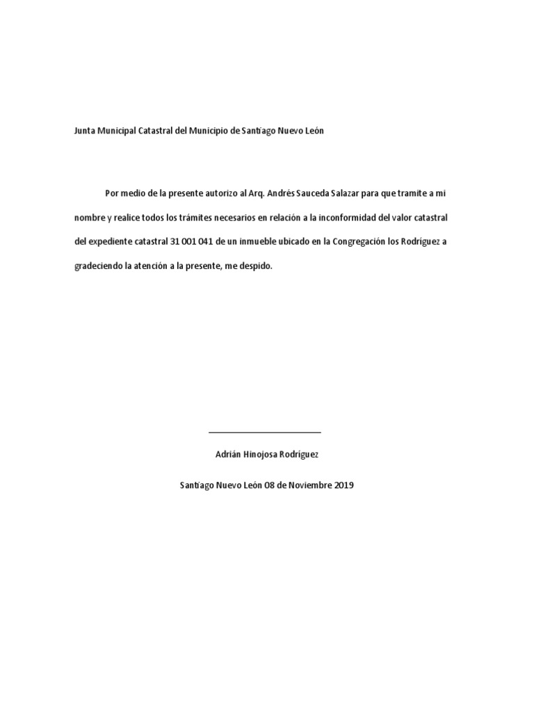 Carta Poder Inconformidad Catastro PDF