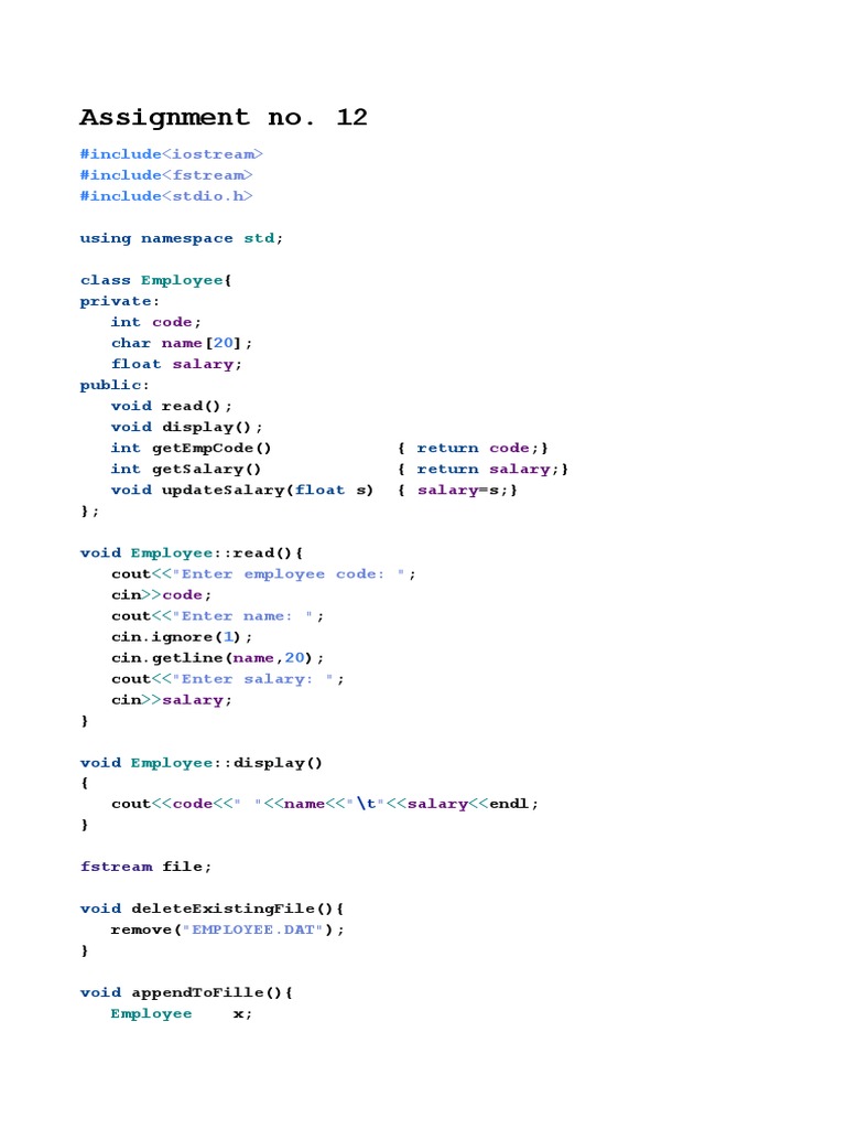 Employee Management System in C++ | PDF | Computer Programming ...