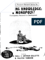 Creating Knowledge - A Monopoly - Participatory Research in Development