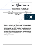 Sección Décima Primera Tomo Ccxii Tepic, Nayarit 19 de Abril de 2023 Número: 072 Tiraje: 030