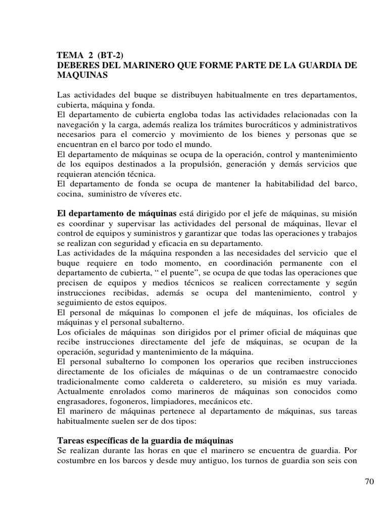 RA2 02 Deberes Del Marinero de Forme Parte de La Guardia de Máquinas