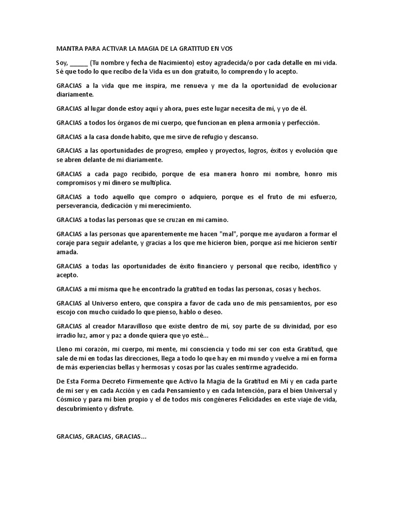 Mantra para Activar La Magia de La Gratitud en Vos | PDF