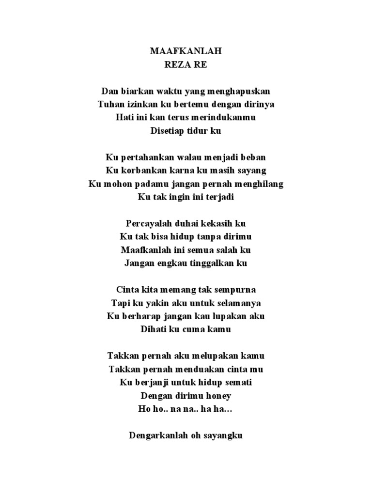 Lirik Lagu Maafkanlah - Reza Re | PDF