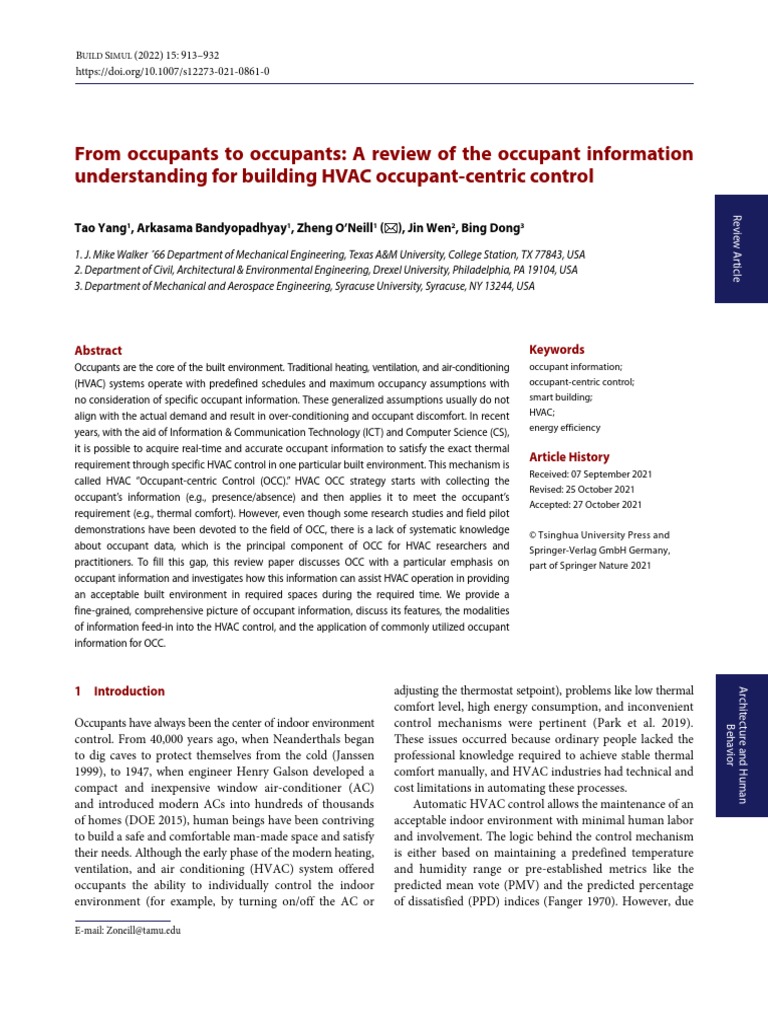 From occupants to occupants A review of the occupant information PDF