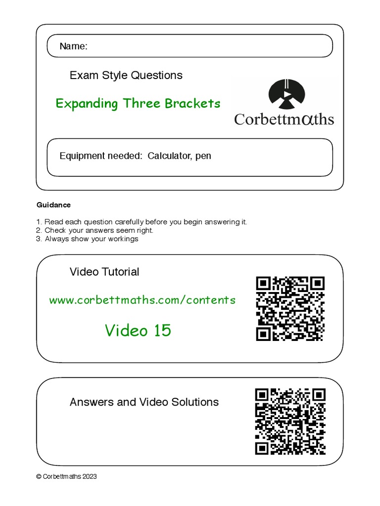 Expanding Three Brackets 1 Pdf