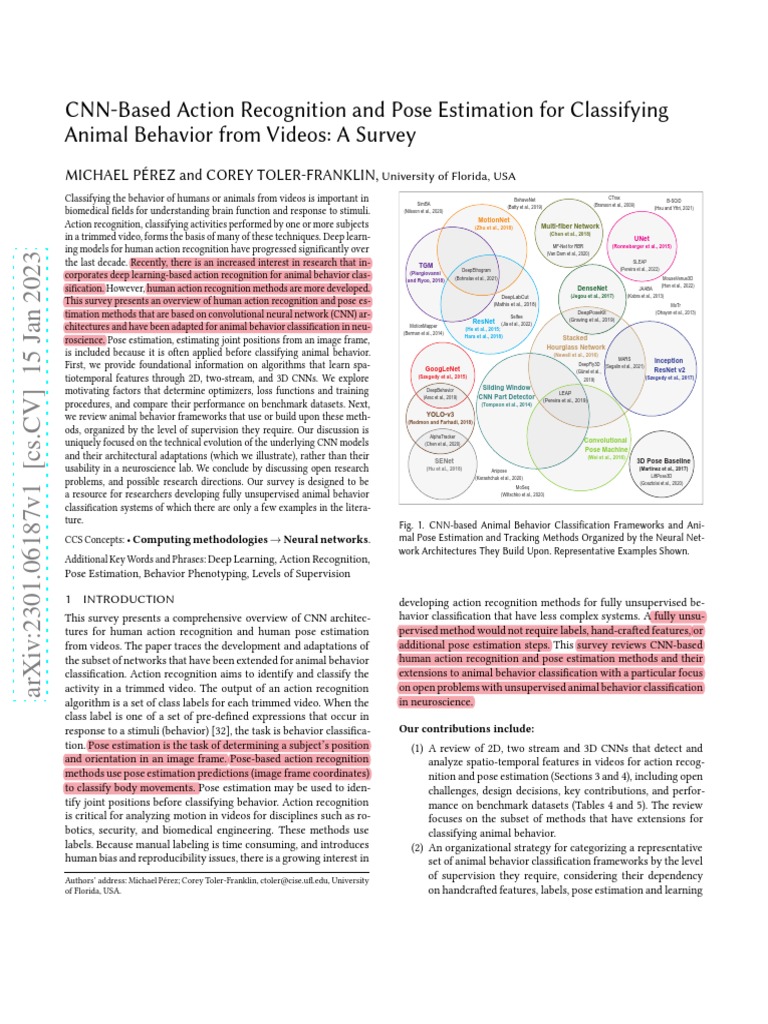 Cnn based action recognition and pose estimation for classifying animal