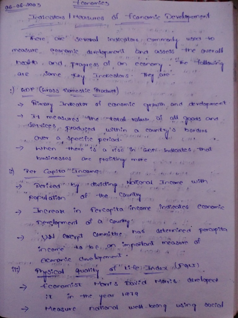 Indicators of Economic Development PDF