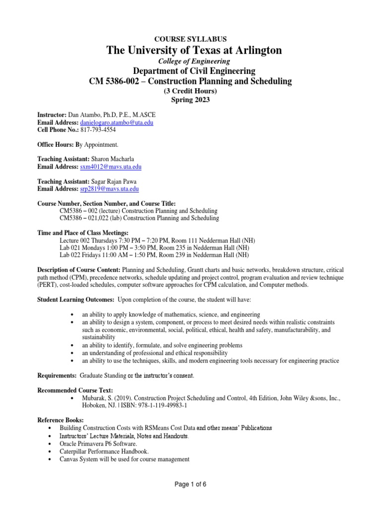 Civil Eng. Grad Course Syllabus | PDF | Engineering | Title Ix