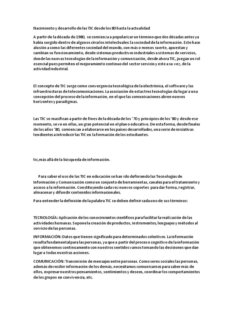 Tarea 1 de La Materia Tics | PDF | Tecnología de información y ...