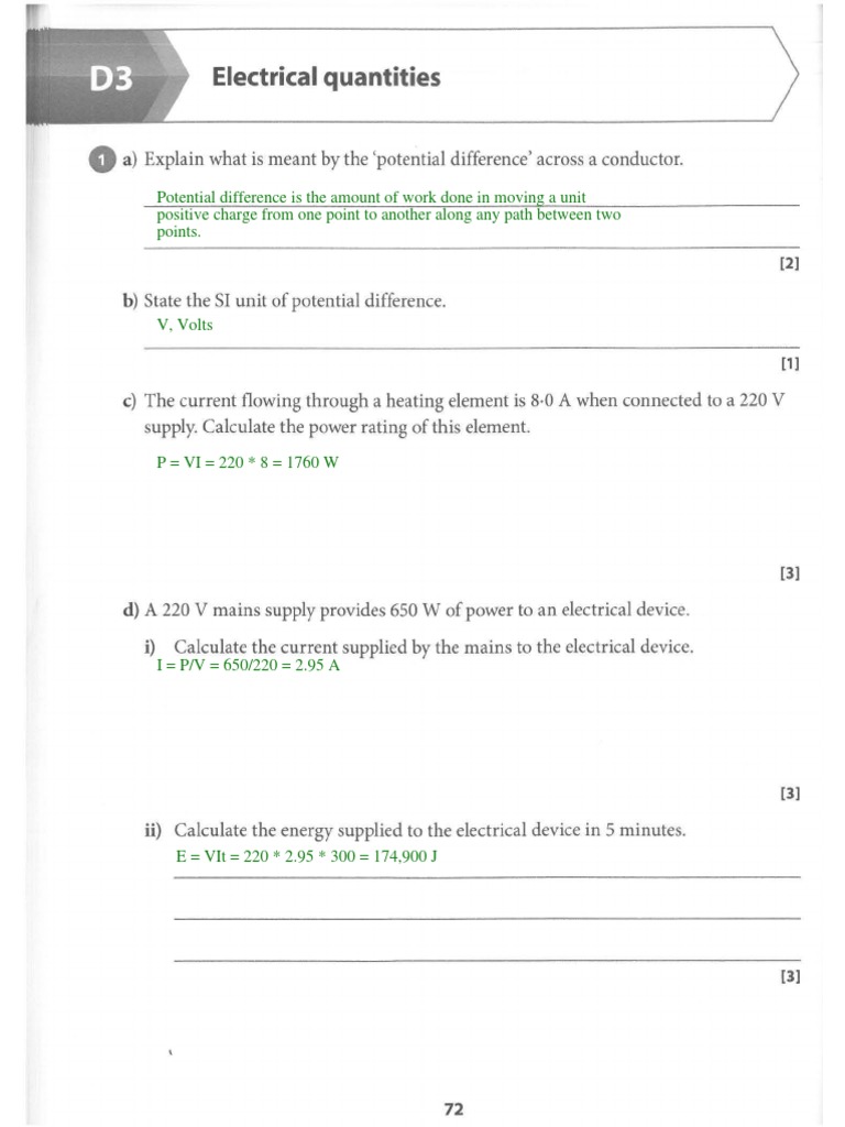Electricity Workbook | PDF