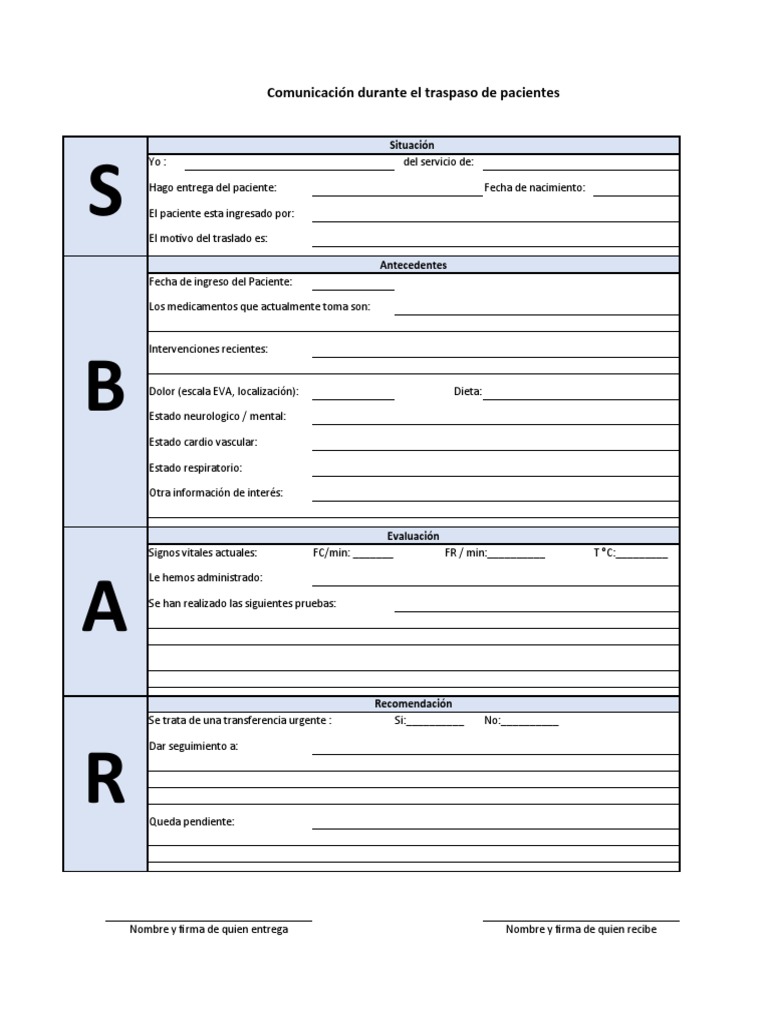Sbar Urgencias | PDF