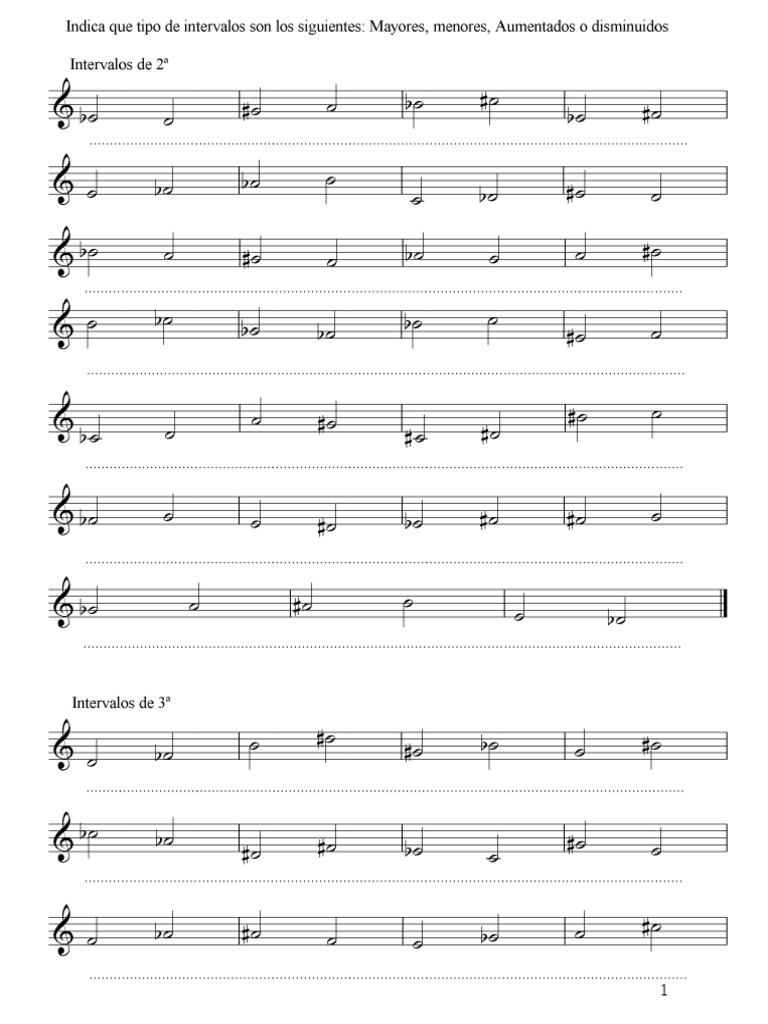 Ejercicios De Intervalos 1 Pdf