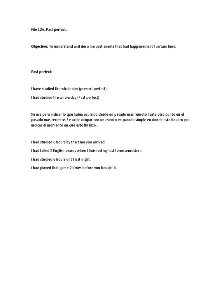 Understanding Past Perfect Tense | PDF