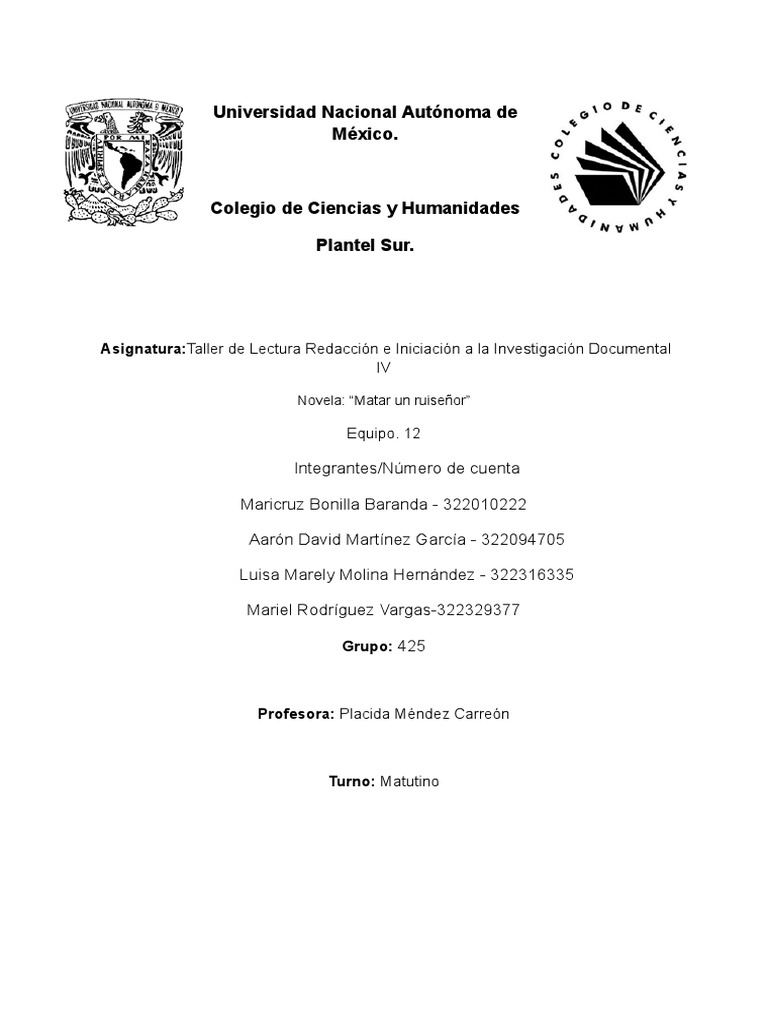 Matar un ruiseñor de Harper Lee (lecciones) - MichelleUz, image size:768x1024