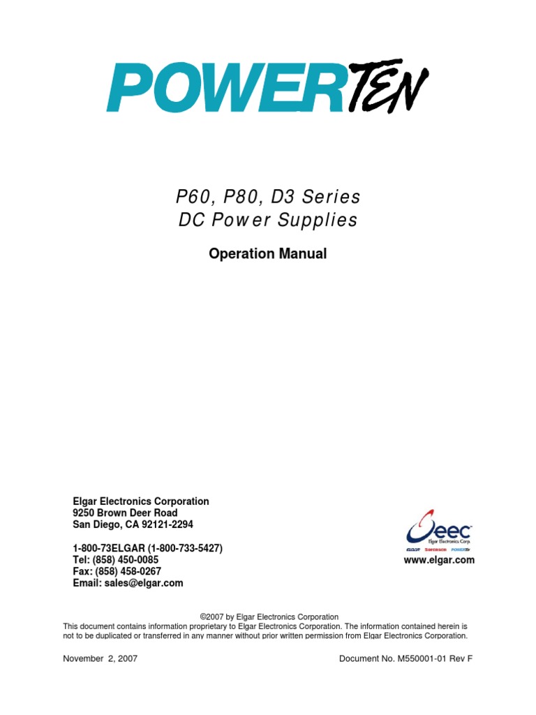 P60 Series Power Supply Manual | PDF | Power Supply | Electromagnetic ...