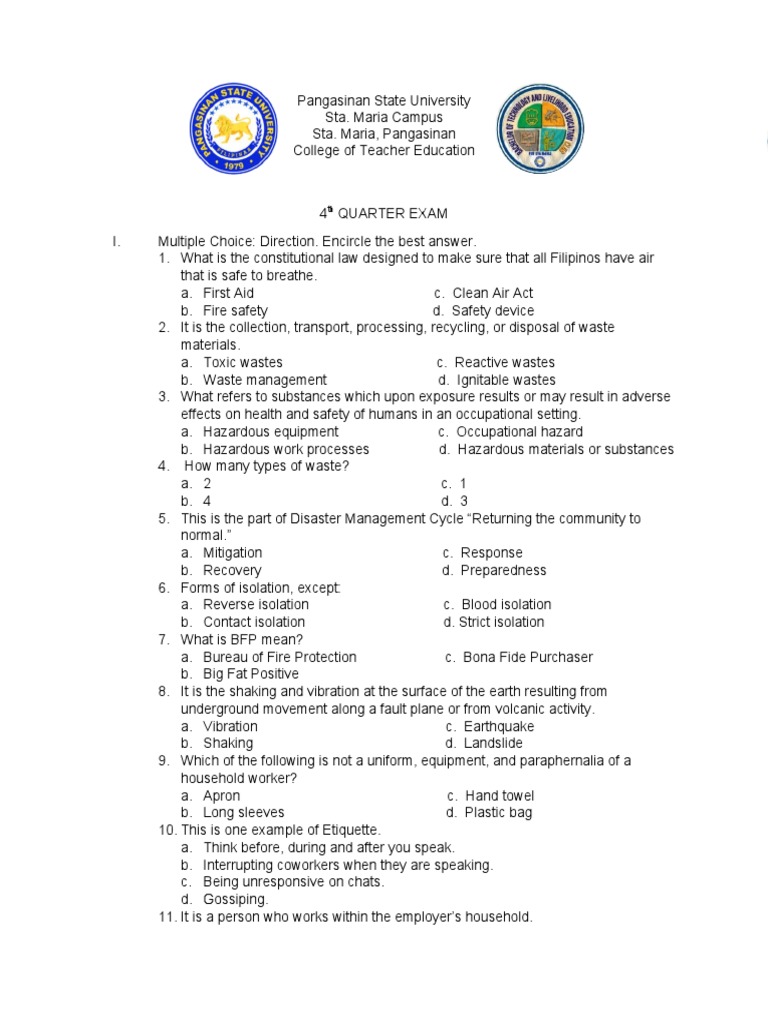 Exam PDF Hazardous Waste Hazards