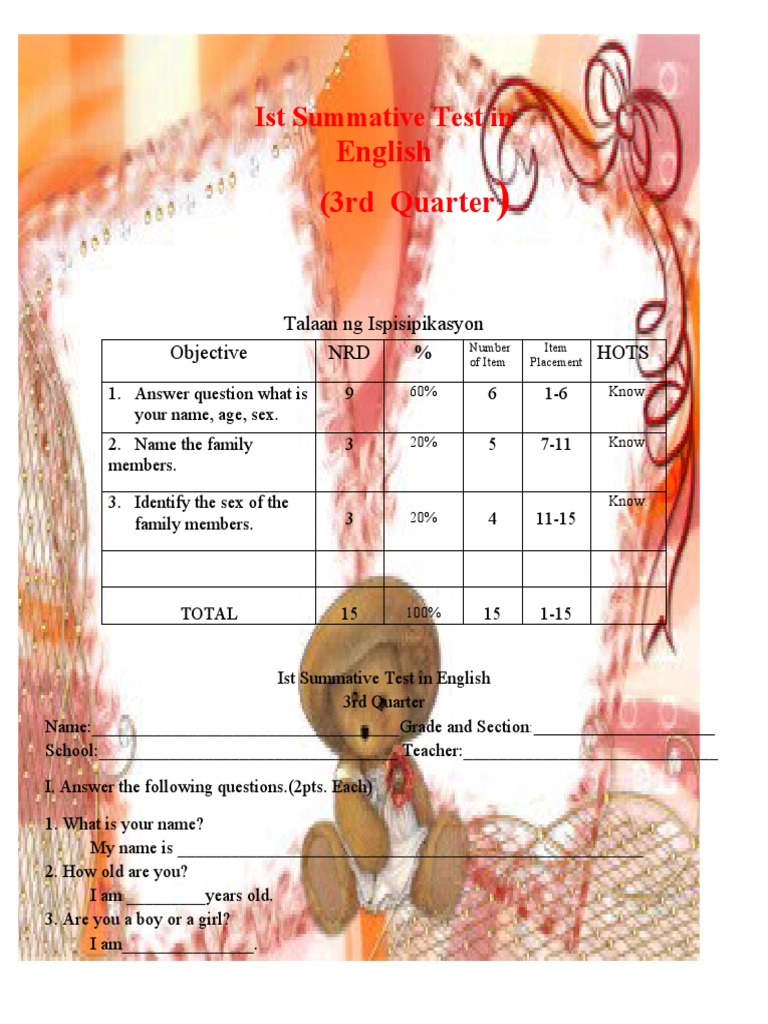 New 3RD and 4TH Quarter Summative | PDF