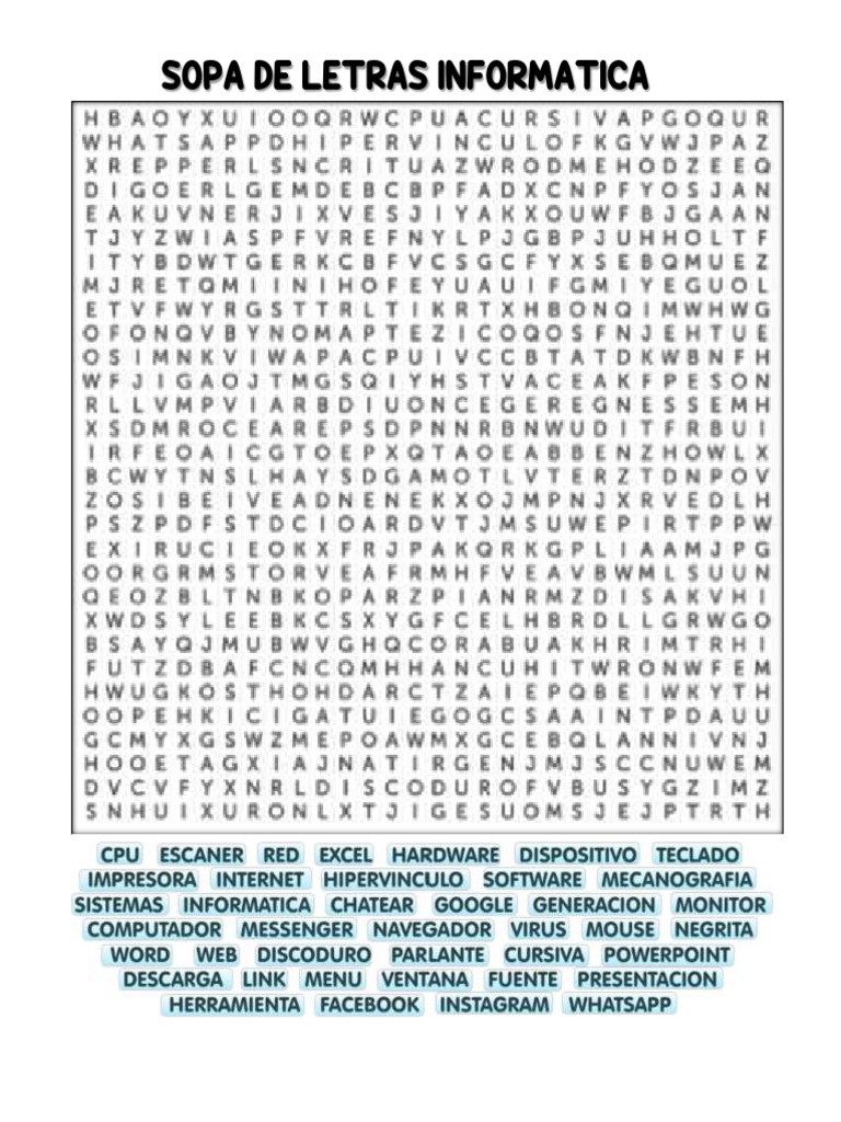 Sopa de Letras de Informática Resuelta | PDF