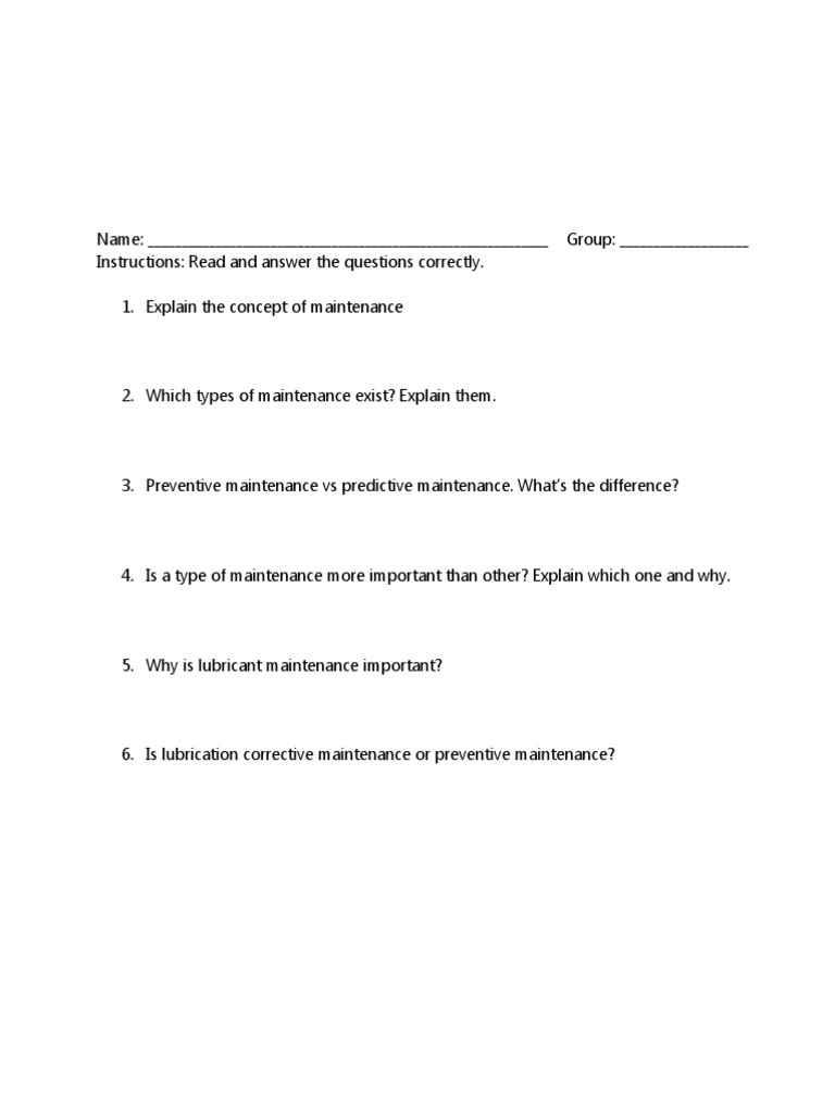 Industrial Maintenance Test Questions | PDF