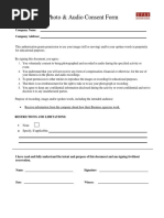 Photo and Video Consent Form