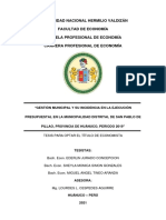 Tesis de Gestion Municipal y Su Incidencia en La Ejecucion Presupuestal