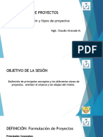 I. Formulación de Proyectos - Definición, Tipos de Proyectos