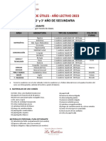 LISTA DE ÚTILES 1°,2° y 3° Año 2023