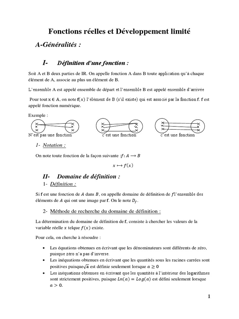 Fonctions réelles : définitions et propriétés | PDF | Fonction ...