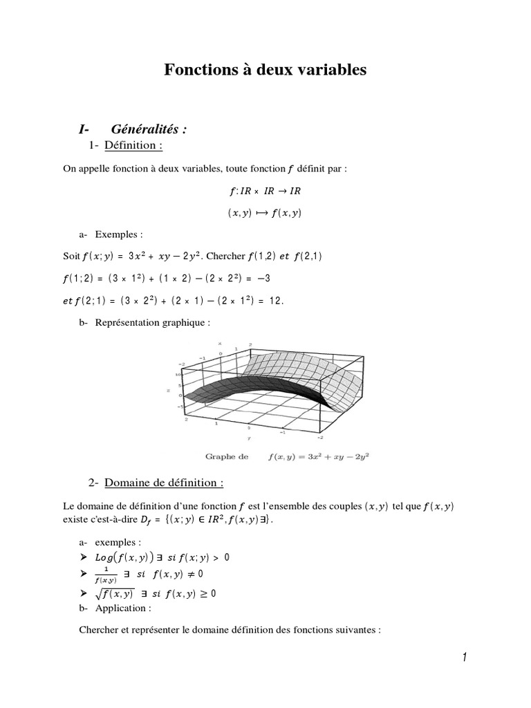 Fonctions À Deux Variables Rectifier | PDF | Extremum | Fonction ...