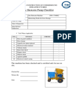 Checklist Dry Shotcrete Machine