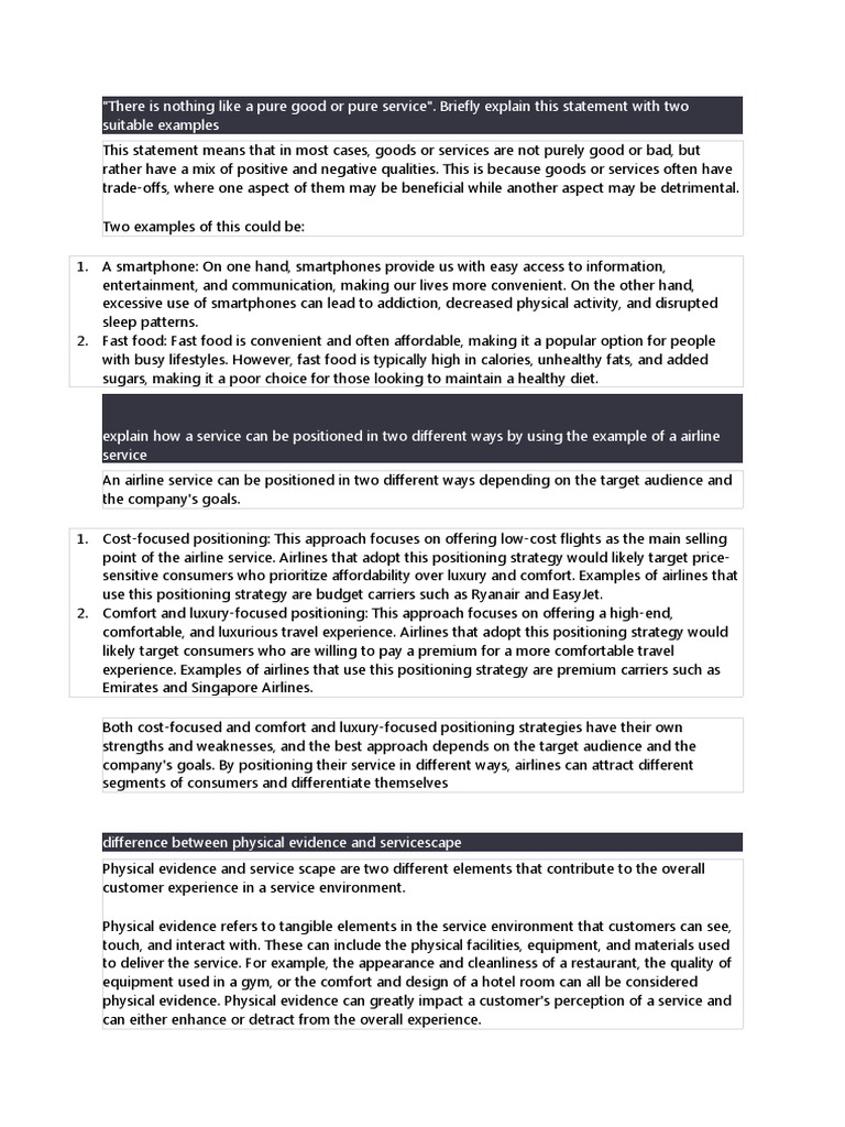 Understanding Pure Services and Positioning | PDF | Economic Growth ...