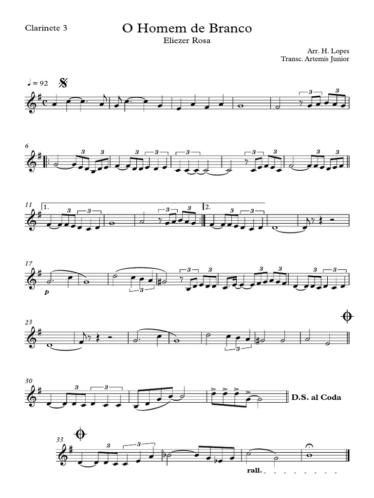O Homem de Branco - Clarinete 3 | PDF