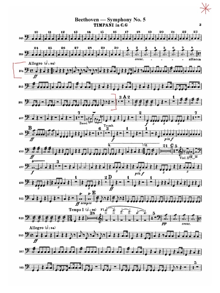 2023 YMS Timpani Audition Excerpt Beethoven Symphony No.5 PDF